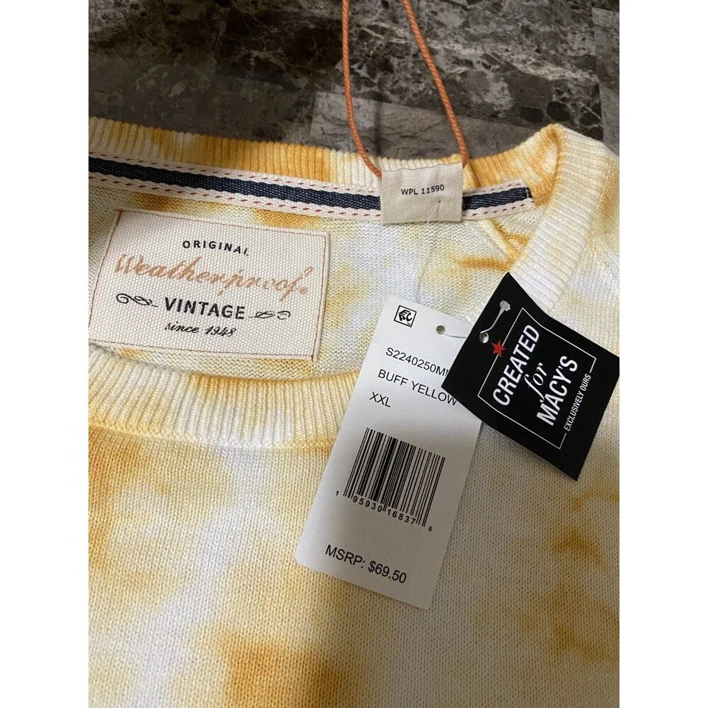 Weatherproof Vintage Mens Long Sleeve XXL Created for Macys Yellow Shirt NEW $70
